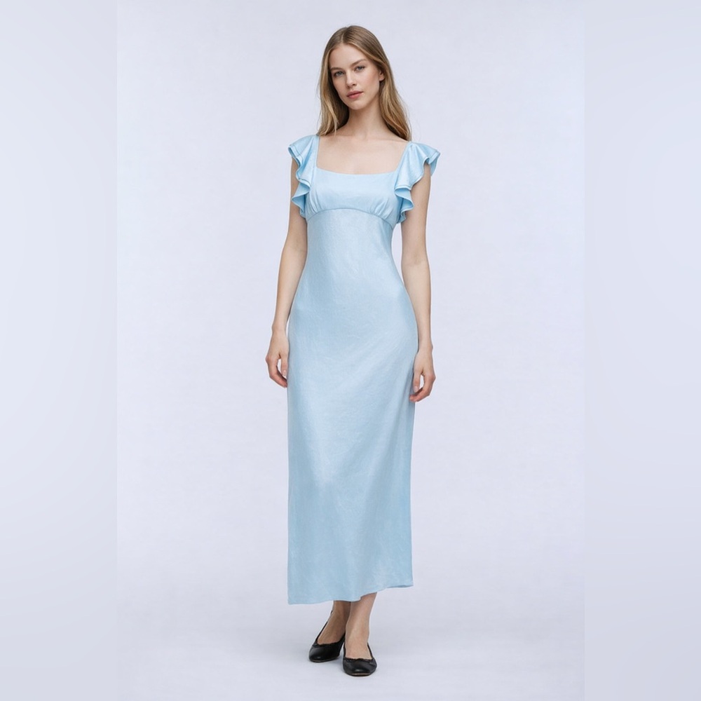🩵 MADEWELL Flutter-Sleeve Maxi Slip Dress. Size US 2. Great Condition!